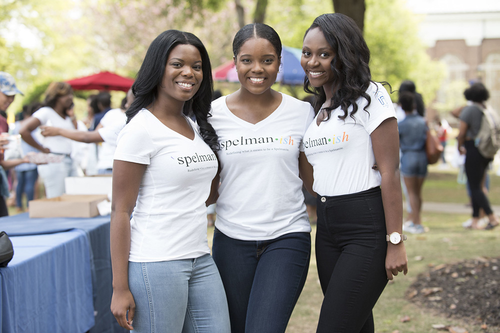 Three Spelman Sisters posing together during recreation