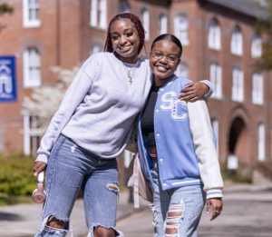 Students walking at Sisters Chapel