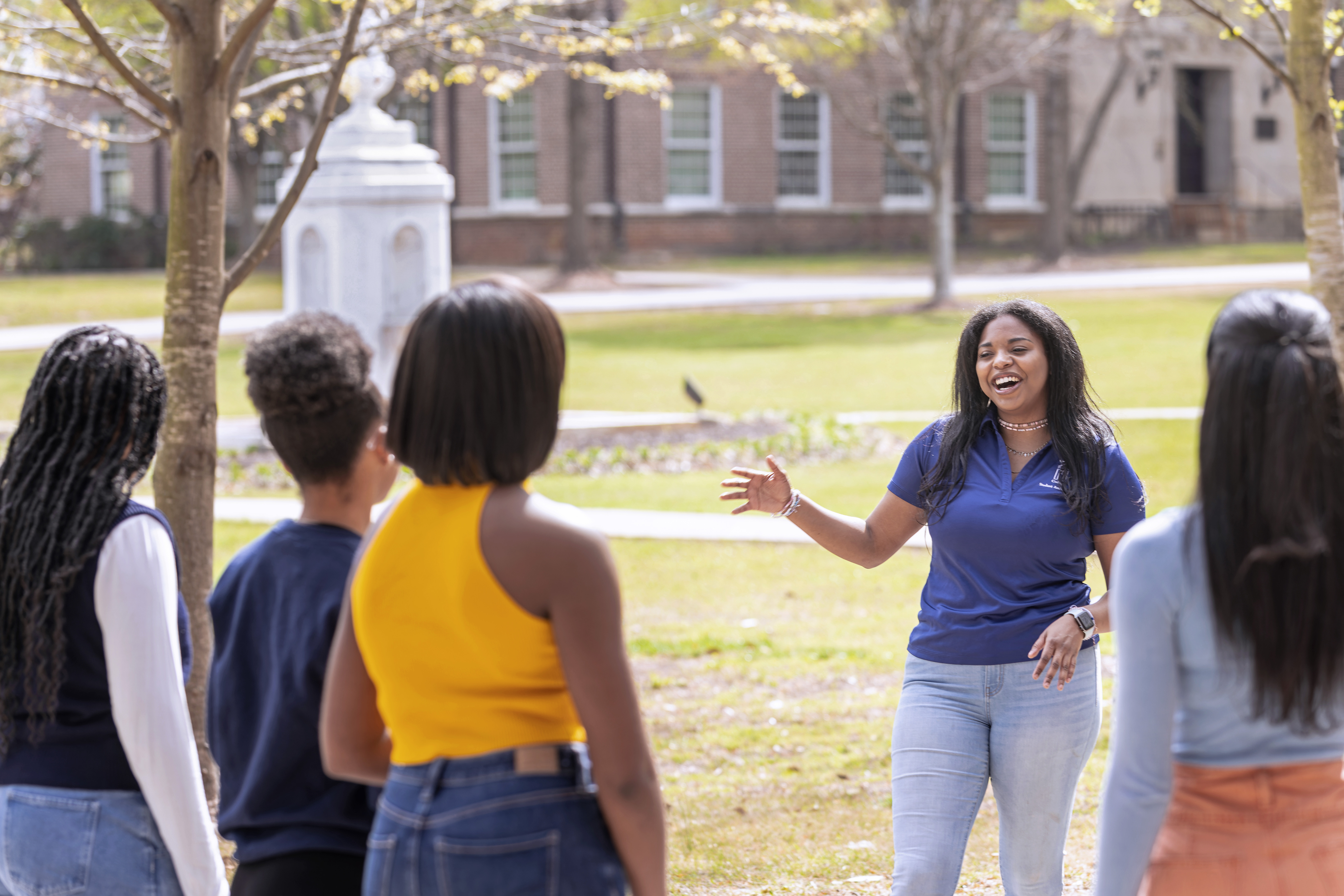 Spelman student leading a tour